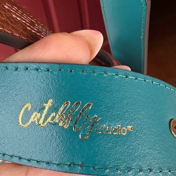 Catchfly Studios women’s brown leather western boho belt sz XXL Cross hardware - Picture 3 of 5